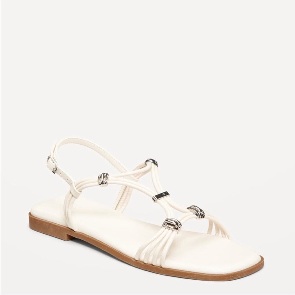 Old Navy Bone Faux-Leather Strappy Hardware Sandals - Picture 5 of 12